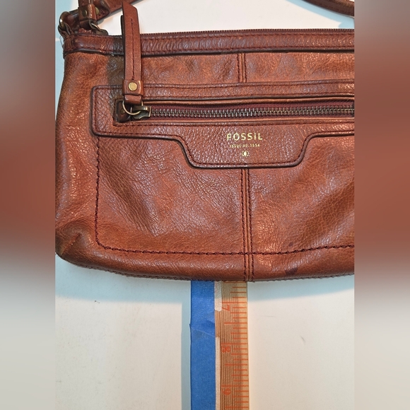 Fossil Crossbody Leather Purse Womens Small  Zipper Closure Vintage Lined - Picture 7 of 13